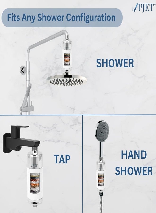 PJET Chrome Shower Filter for Hard Water for Hair - Bathroom Tap & Shower Water Softener Purifier | Shower Head Filter for Hair Fall, Dry Skin & Chlorine Removal | Universal Fit (Silver) - Image 3
